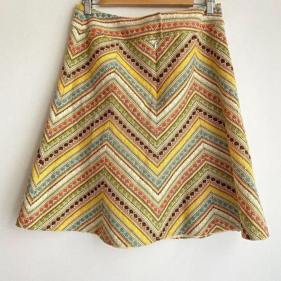 Vintage Chevron Textured Tweed like A line Mini Skirt L - Picture 6 of 7